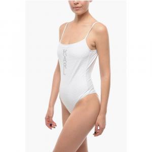 Однотонный слитный купальник с напечатанным контрастным логотипом Karl Lagerfeld, White