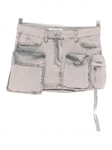 Мини-юбка из хлопка с карманами The Attico, серый