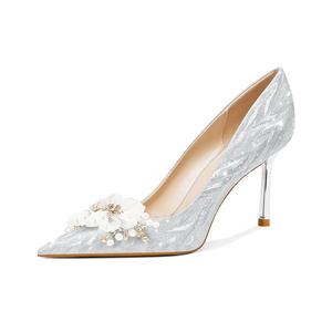 Туфли на тонком каблуке, высокие, 6,5 см, 8,5 см, женские UMEK, Silver 6.5Cm