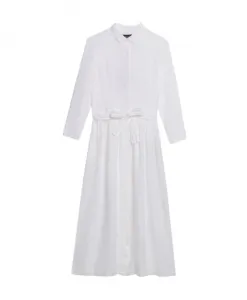 Льняное платье-халат Brooks Brothers, белый