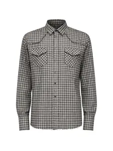 Рубашка в клетку с необработанным краем Laneus, серый