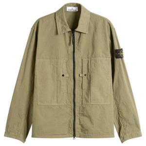Рубашка-Куртка из рипстопа на молнии Stone Island, military зеленый