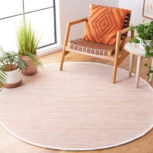 Ковер SAFAVIEH, 183 x 183 см, Montauk Collection - Red & Ivory, плоское плетение в стиле фермерский дом бохо, хлопок, простой уход, идеально для помещений с высокой проходимостью в гостиной, спальне (MTK703Q)