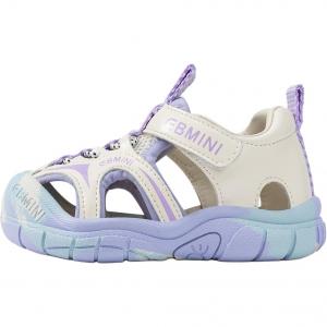 Нескользящие, износостойкие, дышащие, легкие, амортизирующие низкие детские туфли для младенцев и малышей EBMINI, бежевый/фиолетовый