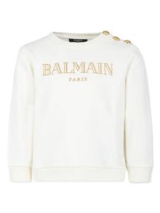 Balmain Kids хлопковая толстовка с вышитым логотипом, белый