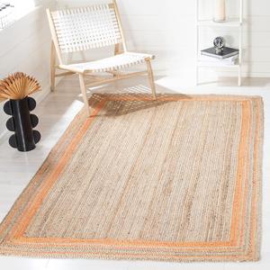 Ковер SAFAVIEH, 122 x 183 см, Natural Fiber Collection, Orange & Natural, с ручной отделкой в деревенском стиле из джута, идеально для помещений с высокой проходимостью: прихожая, гостиная, спальня (NF109P)