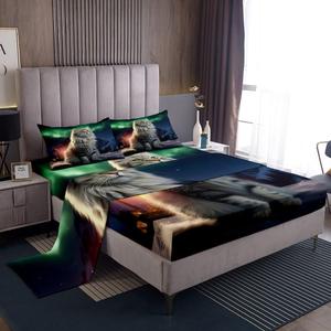 Erosebridal Комплект постельного белья с 3D принтом котят в галактике аврора, детская мультяшная тема в сине-зеленых тонах, Multi 02