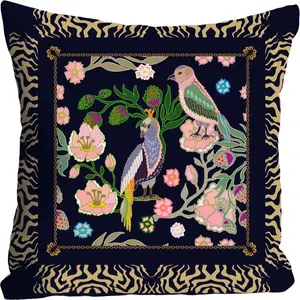 Декоративная подушка Queence "Птицы", чехол без наполнения, 1 шт 40х40 см, цвет bunt + bedruckt