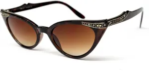 Винтажные ретро-классические солнцезащитные очки «Кошачий глаз» со стразами для женщин, модель WM16 (черепаховая оправа).. MODA, Brown