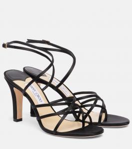 Архивные босоножки Strappy 100 из сатина Jimmy Choo, черный