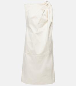 Мини-платье из хлопка и льна с драпировкой Toteme, экрю