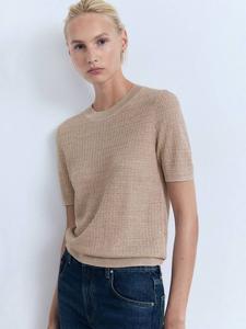 Блестящий джемпер с круглым вырезом и короткими рукавами Mango