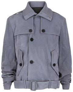 Замшевая мотоциклетная куртка Ferragamo, синий цвет