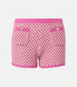 Шорты из хлопковой смеси с вязаным узором Versace, Eggshell+Guava