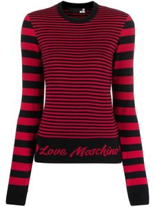 Love Moschino полосатый джемпер с вышитым логотипом, розовый