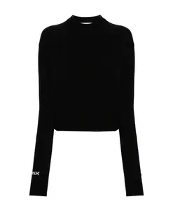 Черный вязаный свитер с логотипом Sportmax, черный