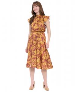 Укороченное платье миди с принтом London Times, Rust Multi