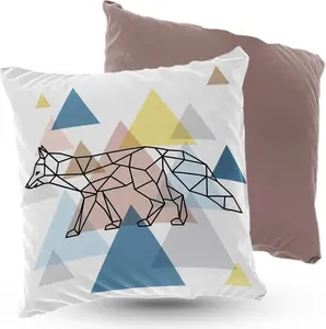 Подушка велюровая Волк в скандинавском стиле 40×40 см декоративная с наполнителем для гостиной, спальни или в подарок 5made