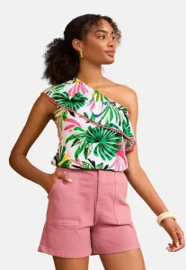 Футболка с принтом, стандартного кроя Love & Roses, Green Tropical Print
