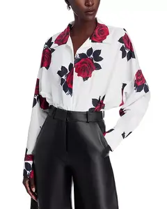 Супер свободный боди-рубашка в стиле бойфренда Norma Kamali, красный