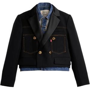 Двубортный укороченный джинсовый блейзер Sacai Levis, черный