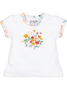Детская рубашка с цветочным принтом белого цвета Nini