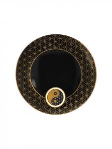 Тарелка Лотос Инь Ян черный в черном и золотом цвете Goebel