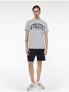 Футболка SS серого меланжевого цвета с узором KOTON