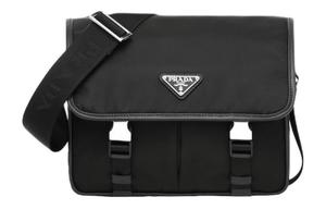 Сумка-мессенджер Saffiano Re Nylon из переработанного нейлона и кожи, через плечо, мужская черная PRADA