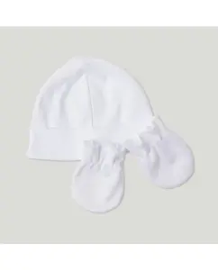 Комплект детской шапочки и варежек Cotton Juice, белый
