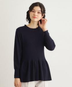 Можно стирать/Смесовая шерсть/Экологичный материал: Вязаный пуловер с оборкой на воротнике и баской