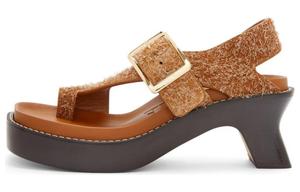 Лоферы LOEWE из замши 70 мм, коричневые