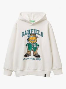 Детская толстовка с принтом Гарфилд из хлопковой смеси Benetton, White