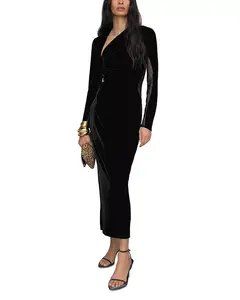 Миниатюрное миди-платье Kass из прозрачного бархата с вставками Reiss, черный