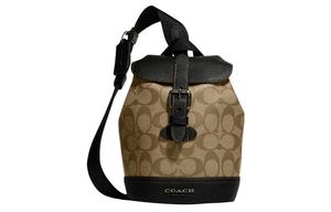 COACH Сумка через плечо Hudson Canvas с кожаной отделкой, мини-кроссбоди для мужчин, коричневый и black