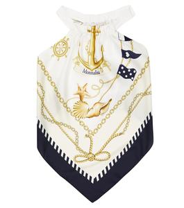 Топ с вырезом халтер и принтом Monnalisa, белый