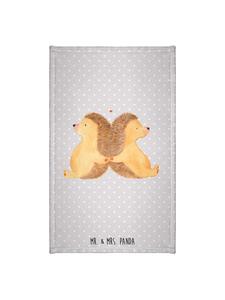 Mr. & Mrs. Panda Полотенце с изображением ежика, держащегося за руки, без слов, пастельно-серого цвета