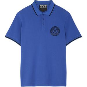 Поло с коротким рукавом и вышитым логотипом VERSACE JEANS COUTURE, синий