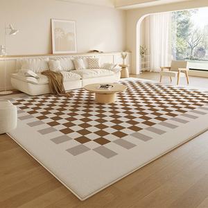 Budis Ковер 200х350 см для гостиной/спальни, из искусственной шерсти, в современном минималистичном стиле, клетчатый