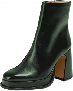 Женские ботильоны на платформе с массивным высоким каблуком, квадратным носком и боковой молнией, обувь для вечеринок, выпускного, вечера, размеры 4-16 US Wo wagas, Green