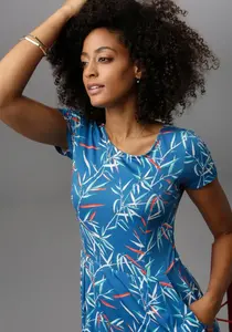 Летнее платье Aniston SELECTED с 2 боковыми карманами, цвет Blau-Bunt-Bedruckt