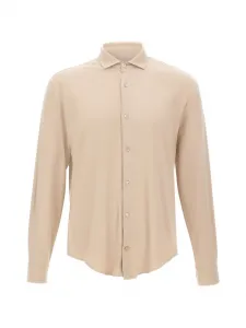 Рубашка с воротником на две пуговицы Eleventy, бежевый