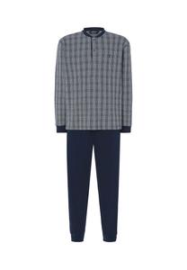 Мужская длинная зимняя пижама на пуговицах премиум-класса, синяя El Búho NOCTURNO, синий