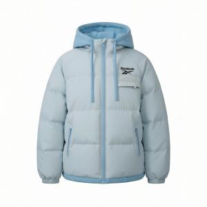 Пуховик Unisex с капюшоном, утолщенный, стиль Mock Two Piece Reebok, pine feather синий