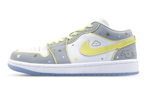 Jordan Женские баскетбольные кроссовки Air 1 Slip Low Top Vintage, белые, серые, желтые