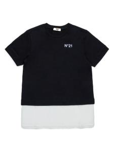 Nº21 Kids футболка из хлопка с цветными блоками, черный