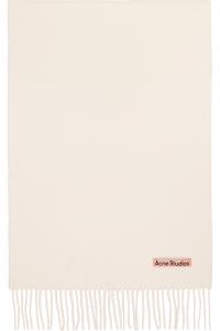 Acne Studios Узкий шерстяной шарф кремового цвета с бахромой