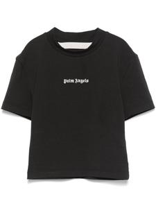 Укороченная футболка с вышитым логотипом Palm Angels, черный