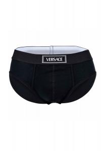 Трусы мужские - CANETE, хлопок стрейч, логотип, однотонные VERSACE, черный