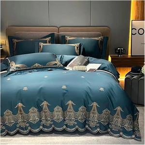 YUSIWOAL Комплект постельного белья бохо голубой вышитый египетский хлопок